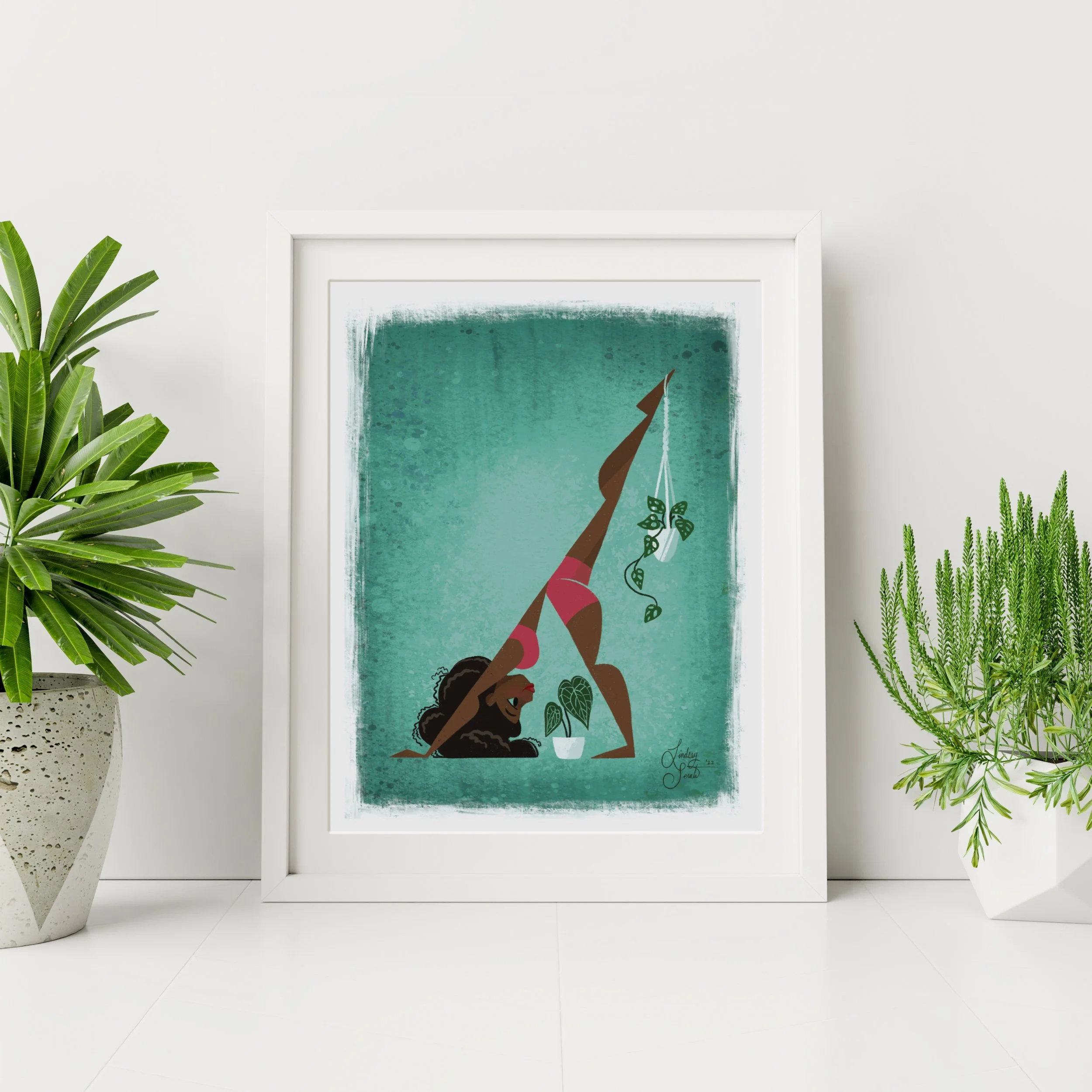 Downward Dog Plant Girl Print