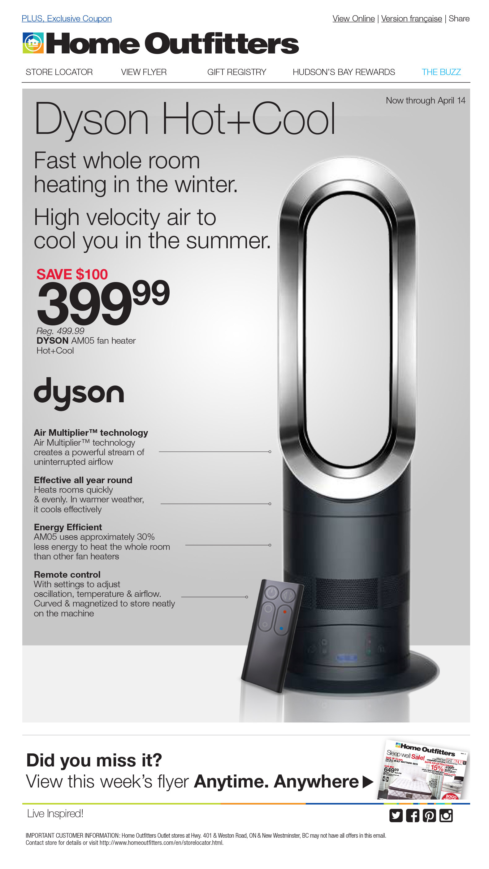 Home Outfitters Dyson Email Blast Campaign Design