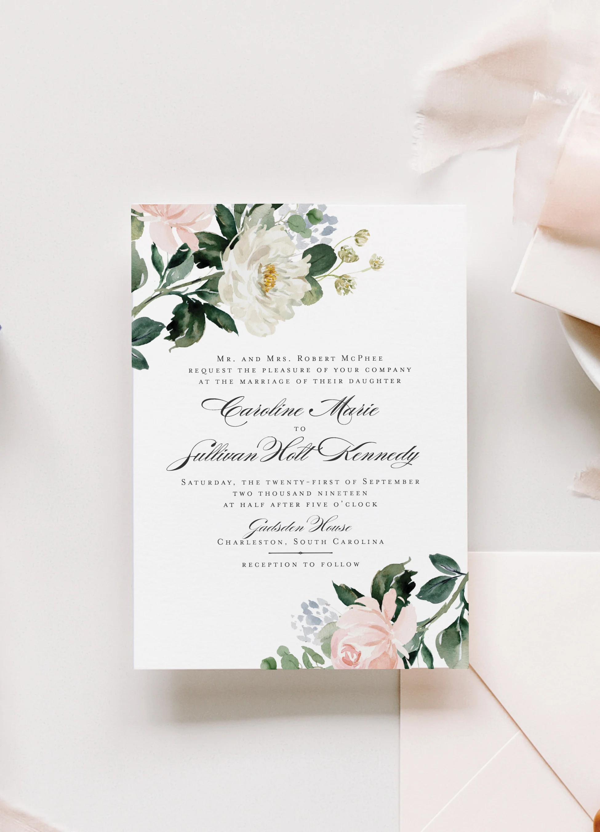 Watercolor Floral Wedding Invitations