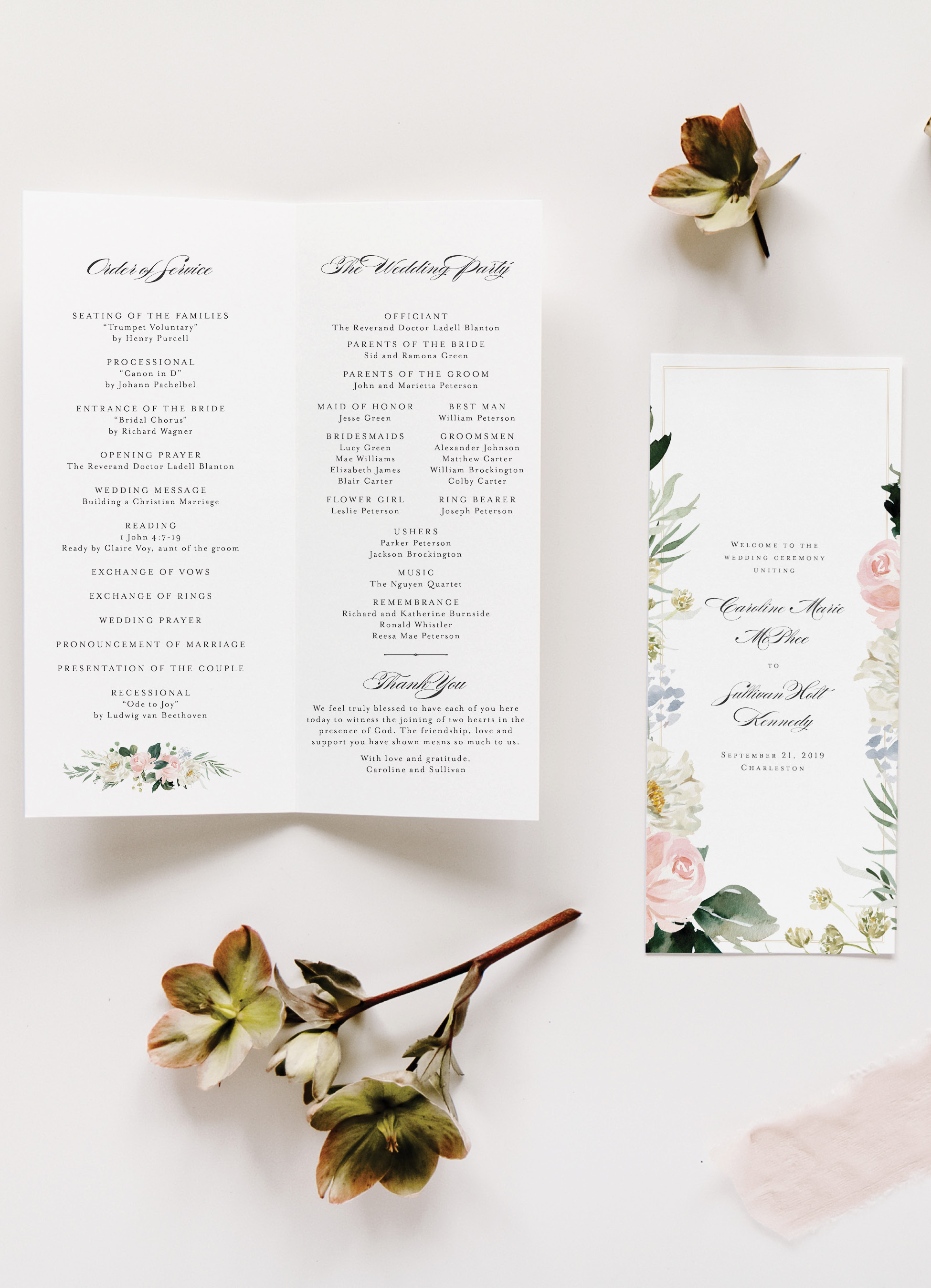 Folded Wedding Program
