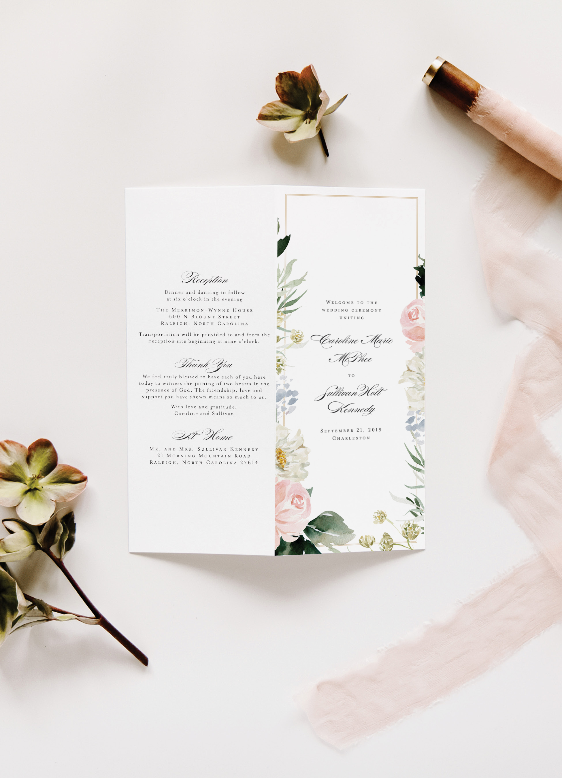 Folded Wedding Ceremony Program