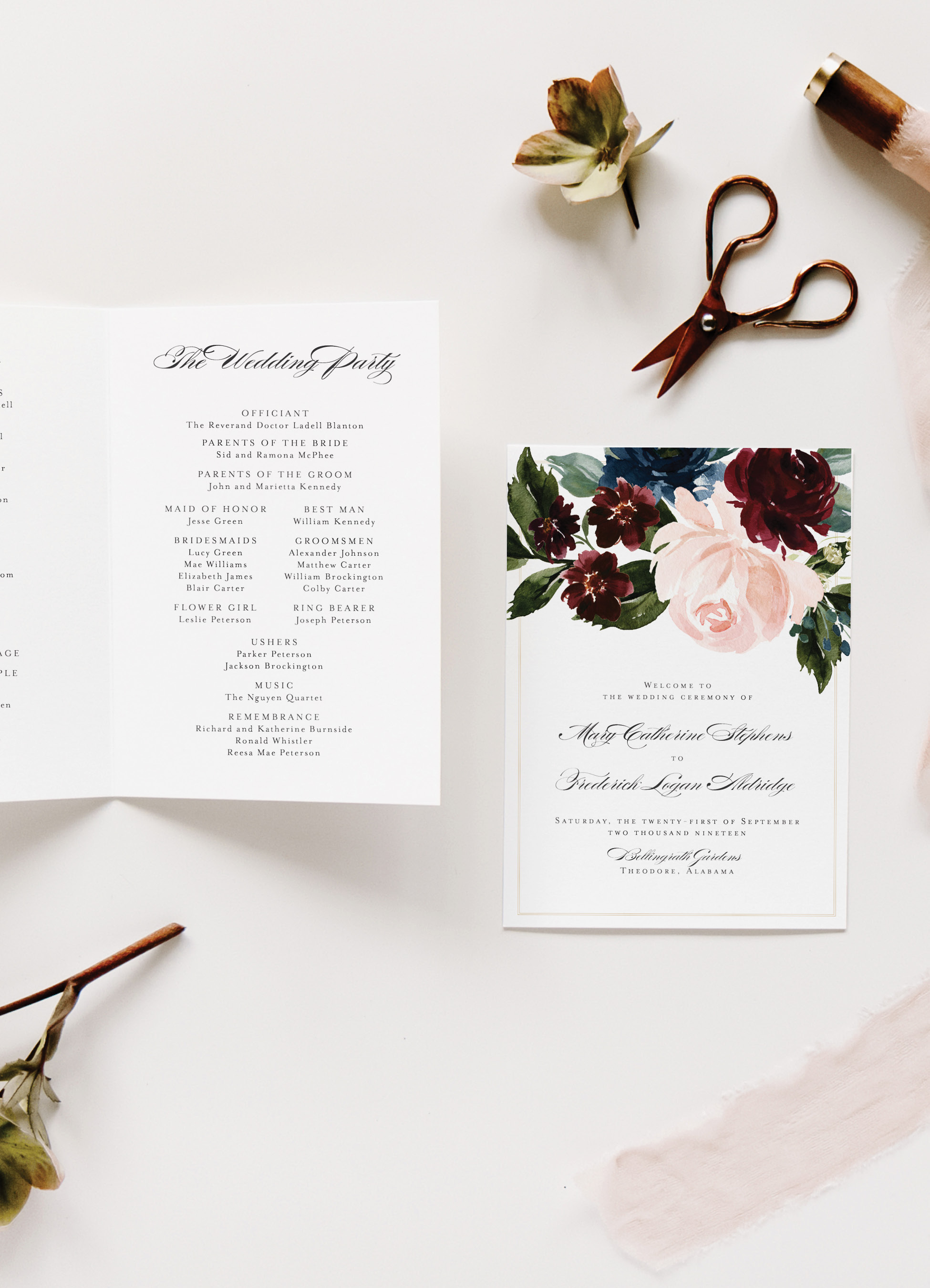 Folded Wedding Program