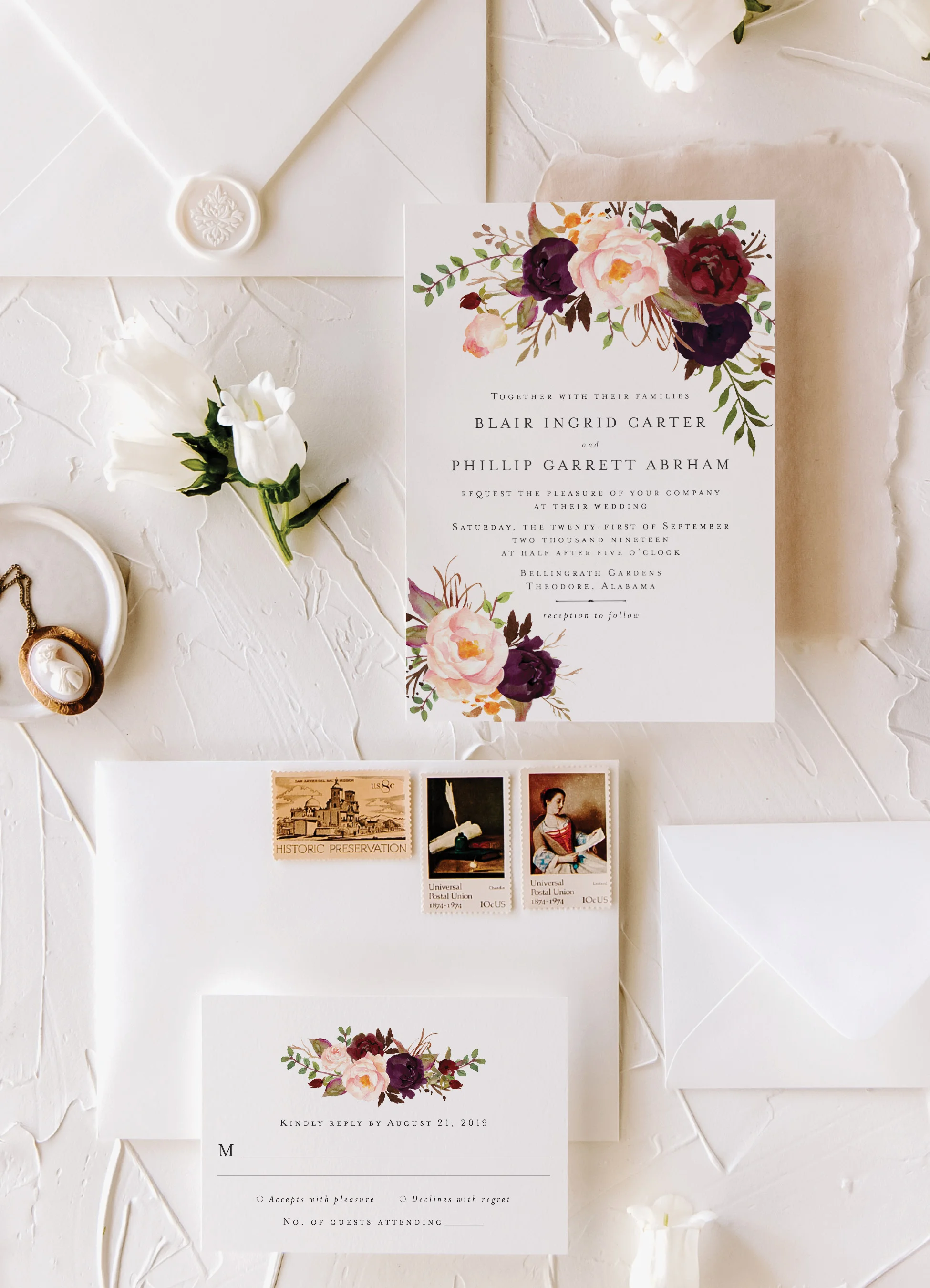 Burgundy Fall Wedding Invitations