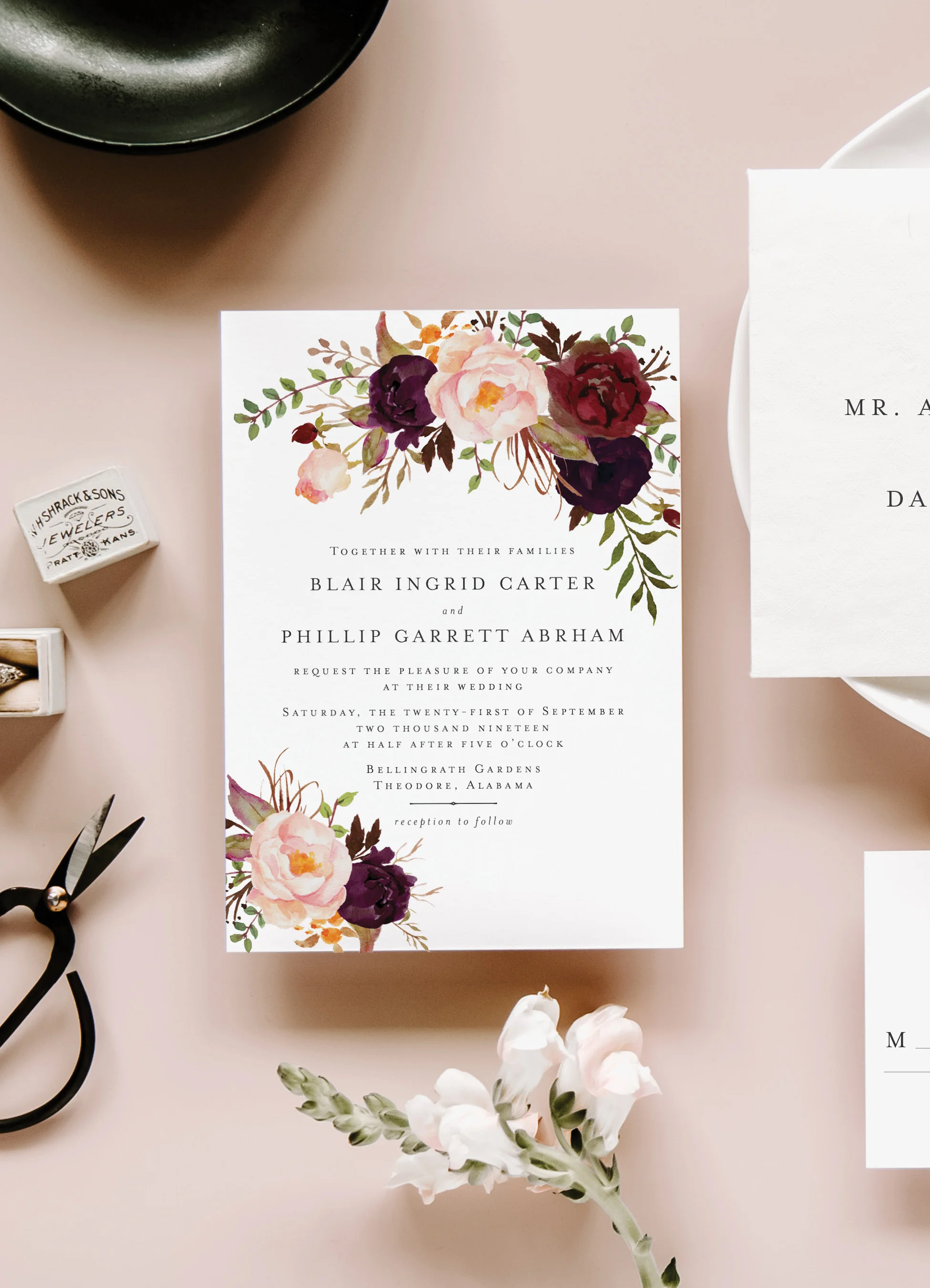 Burgundy Blush Wedding Invitations