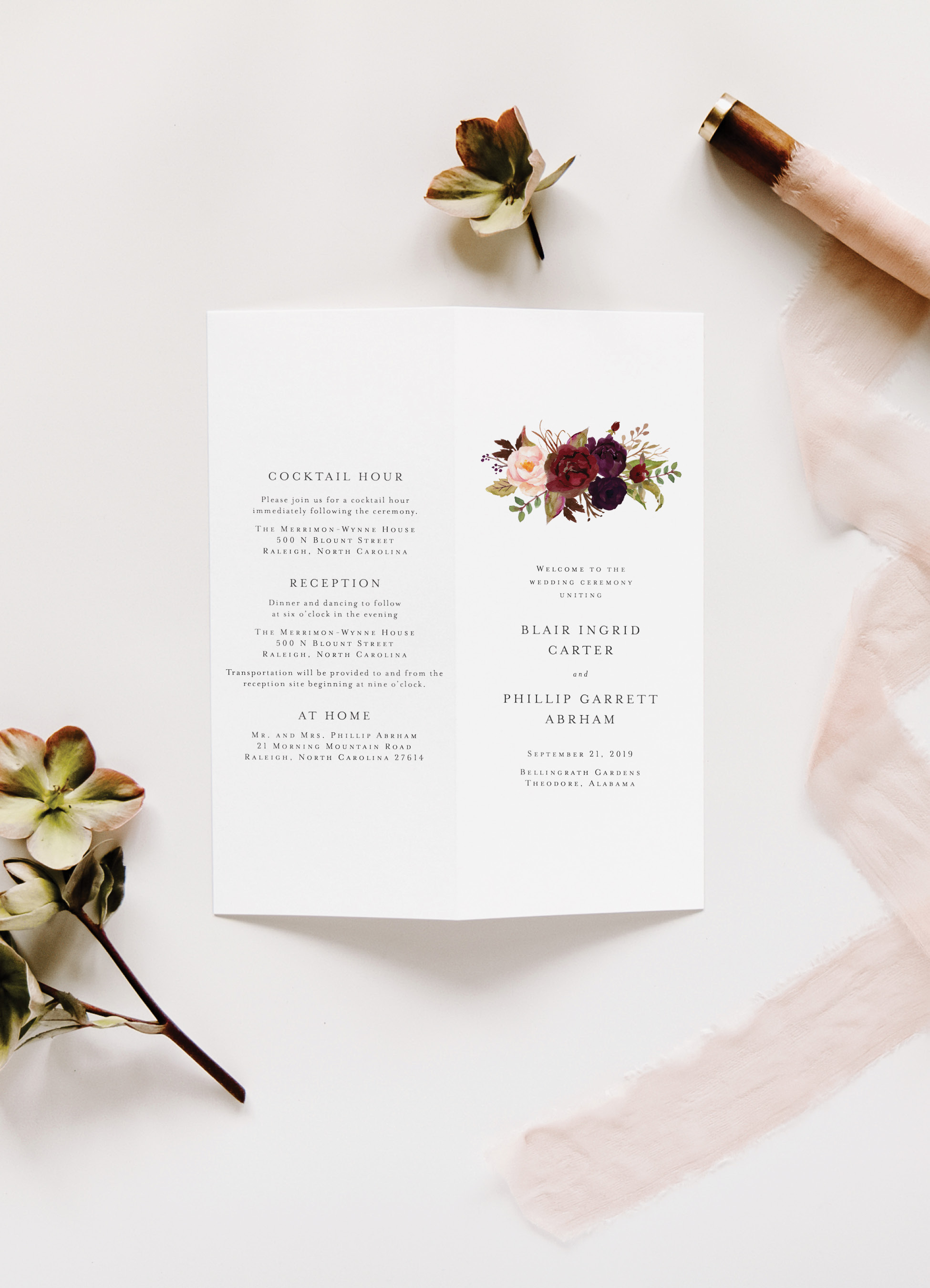 Folded Wedding Programs