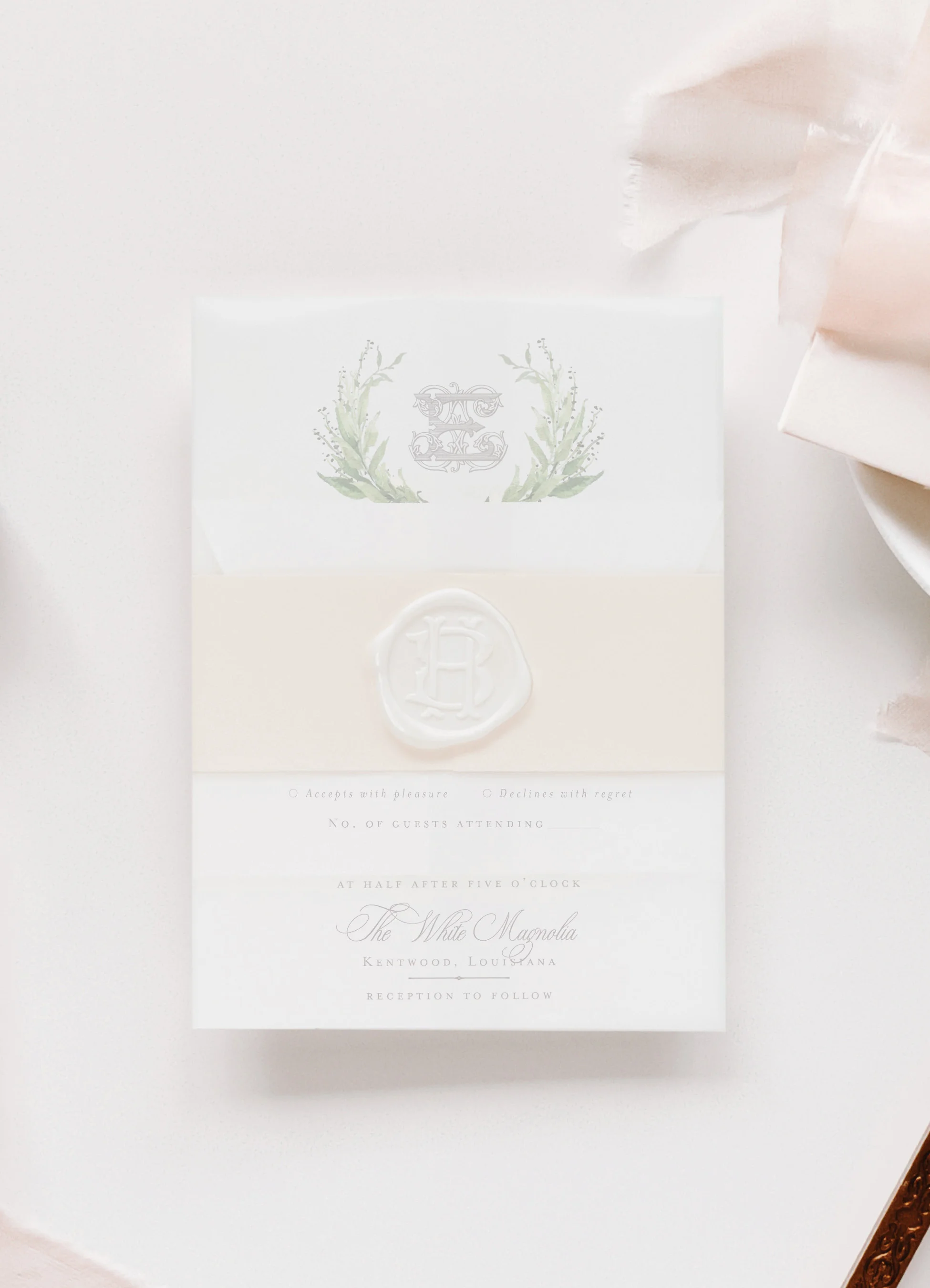 Blush Greenery Wedding Invitations