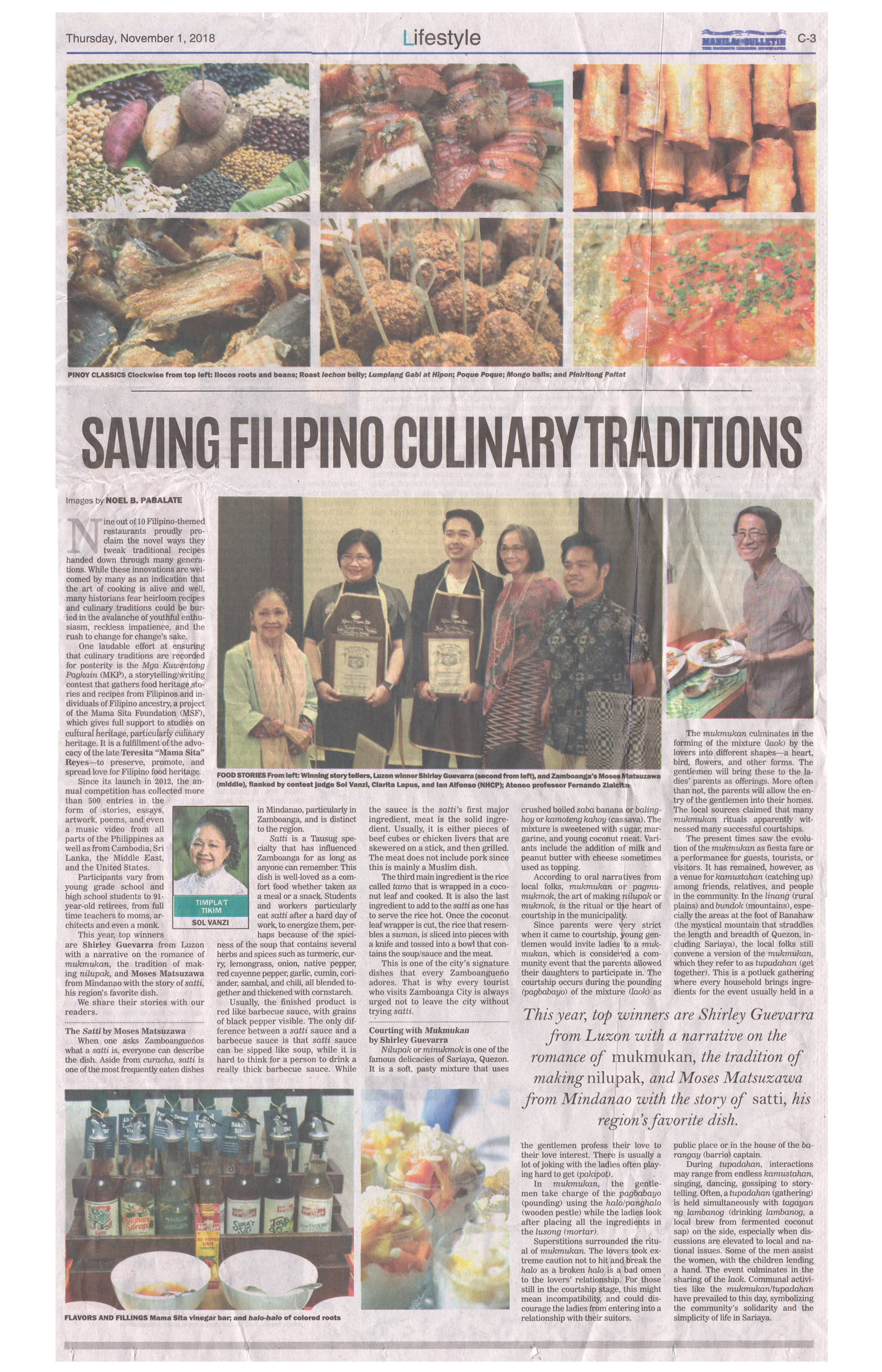 2018-11-01 - Manila Bulletin - Saving Filipino Culinary Traditions.jpg