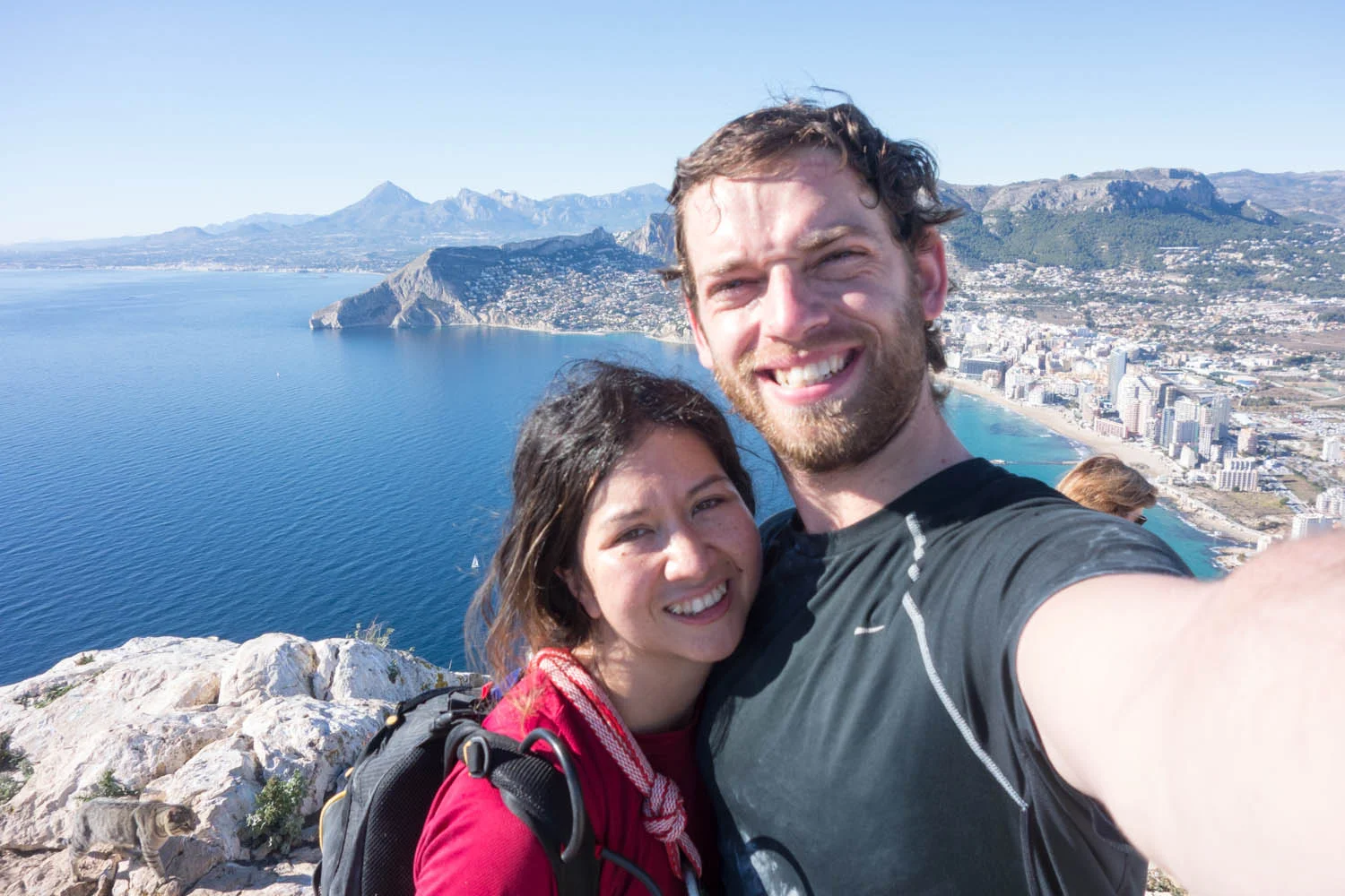 Hat Hair but we are done with the climb and incredibly happy with our accomplishment. 