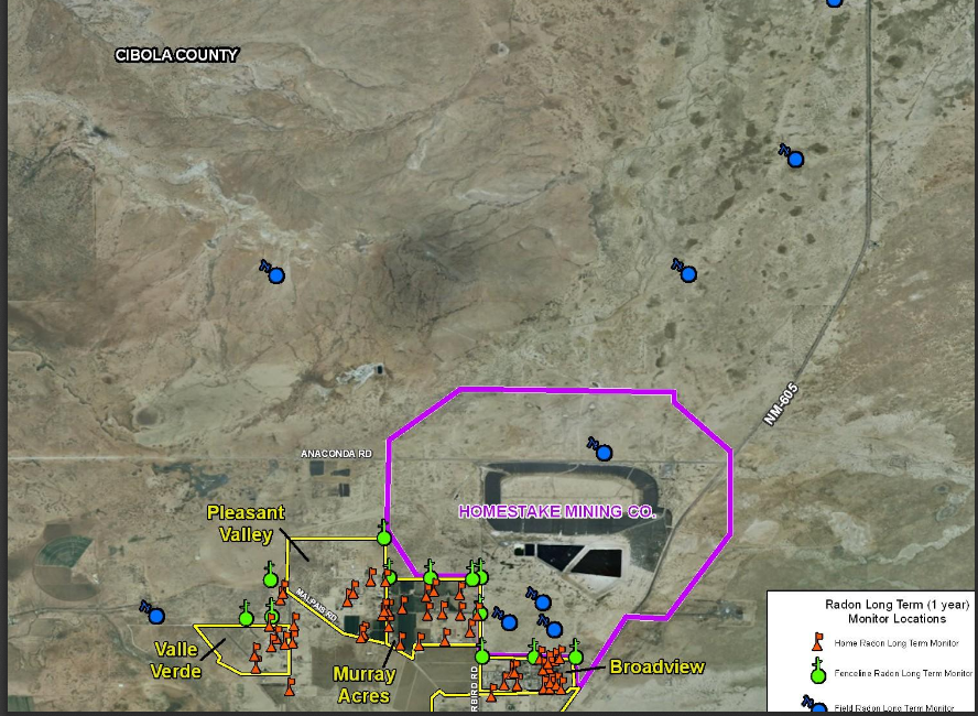 This map shows sampling sites for radon gas detection done by the EPA.