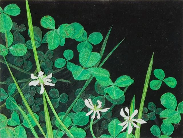 Cloverdale, Oil Pastel on Collaged Paper, 8 x 10, 2006