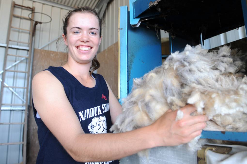 Amy Carpenter from Hamilton competing in the novice wool-handing competition at the Natimuk Show.