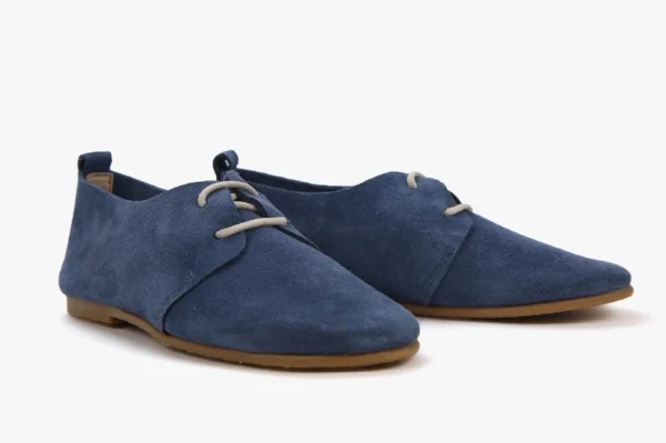 Zapato minimalista en piel para niños en azul - Moomakbrand