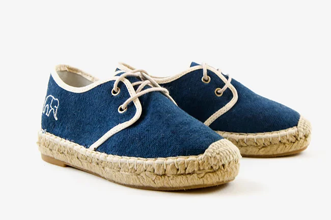 Alpargatas cosidas a mano para niños en lona y piel - Moomakbrand
