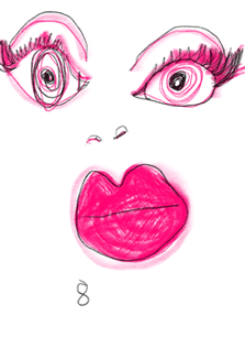 Googlie Eyes - pink, stylish, minimal fashion art print by Eleanor Stewart.