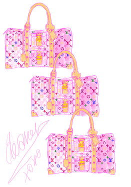 3 Louis Vuittons signed art fashion print by Eleanor Stewart. Instant download.