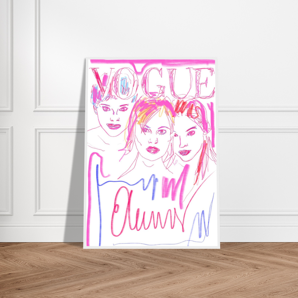 Vogue September 1993 Fashion Premium Semi-Glossy Paper Wooden Framed Poster