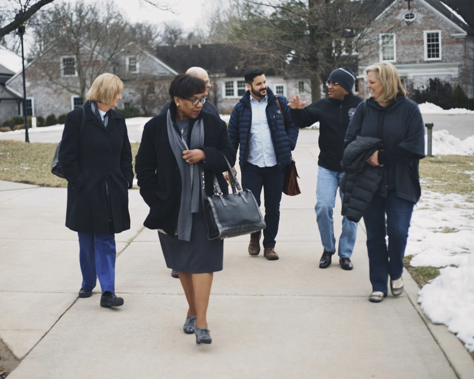 Luca, David and Margaret Arthur and Pastor Mike and Renee Higgins on the campus of Covenant Theological Seminiary in St. Louis.