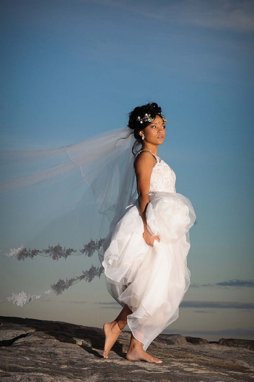 Bride with veil, gown and head piece