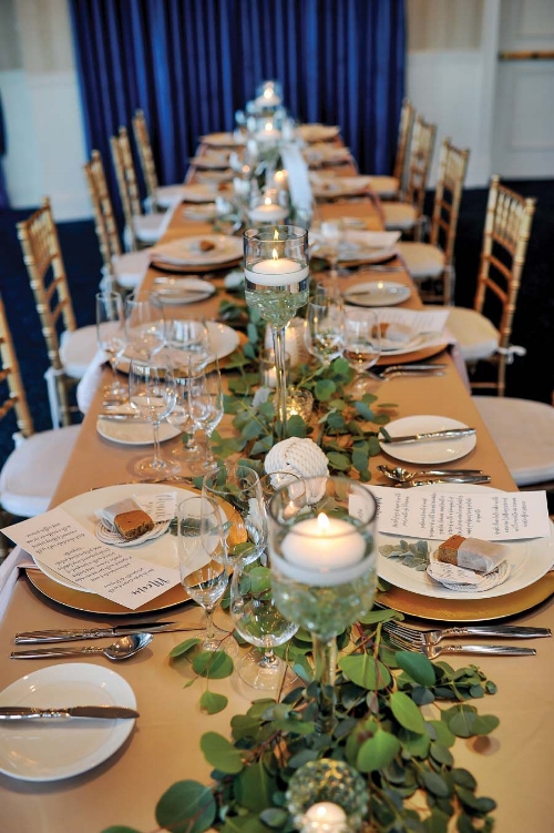 wedding table scape and greenery