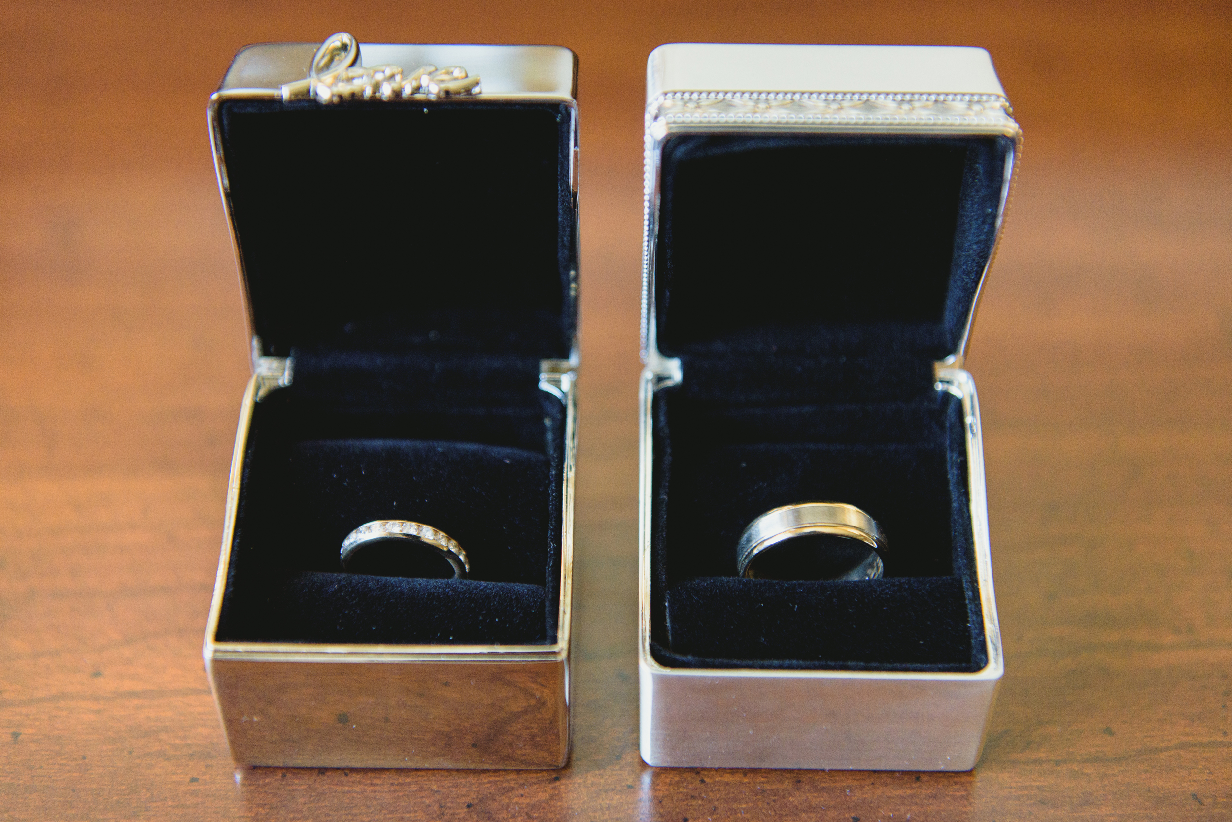 Wedding rings and boxes - pearl weddings