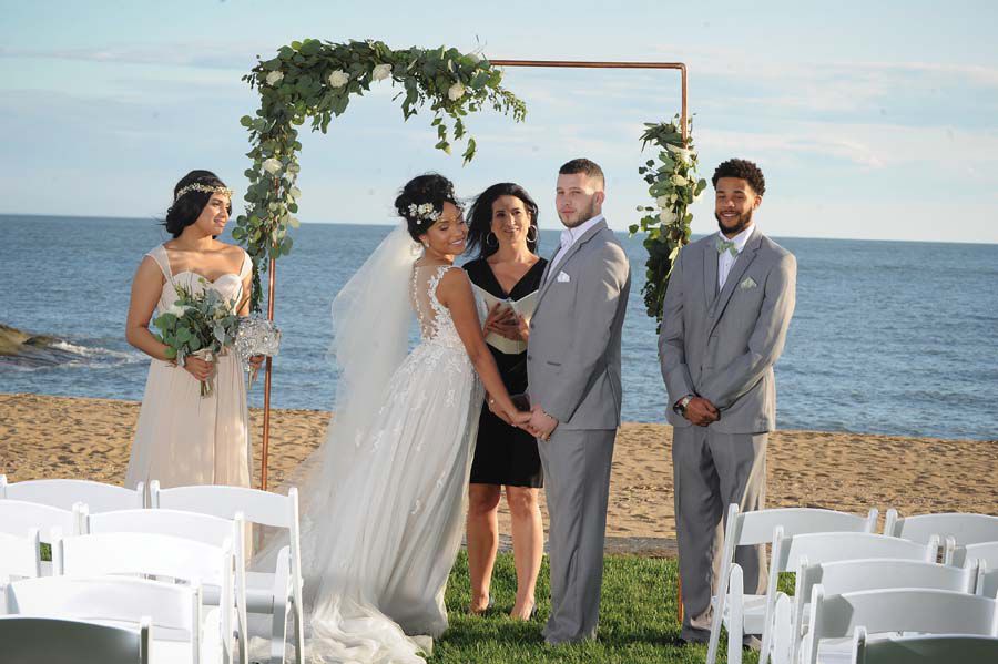 Beach side wedding ceremony at madison beach hotel in Connecticut! - Pearl Weddings & Events