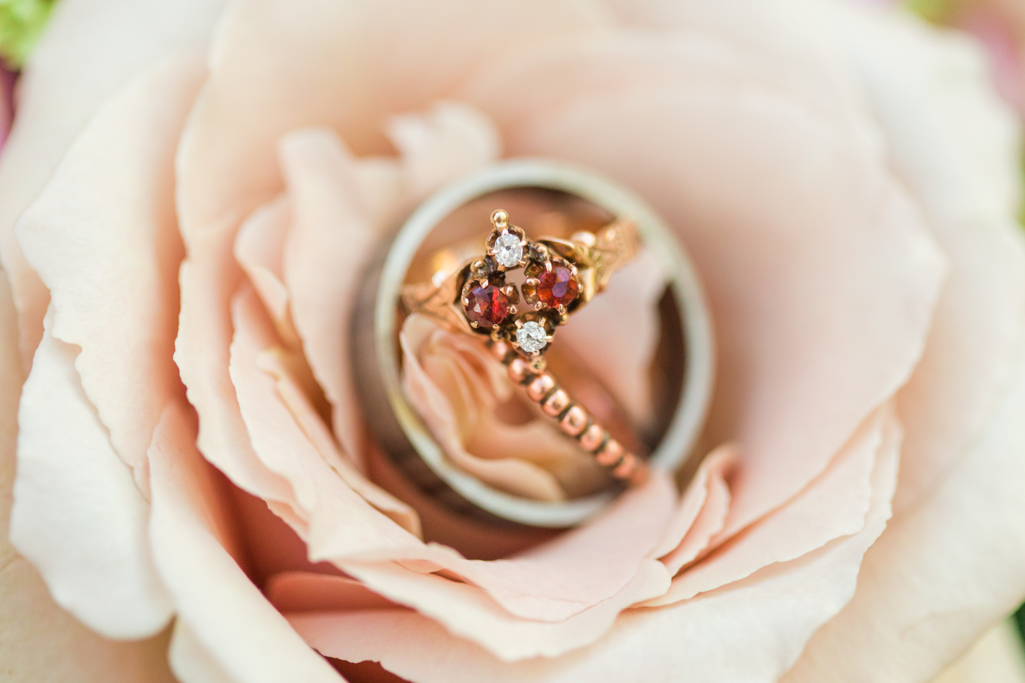 Vintage family heirloom wedding ring with ruby and diamonds - Pearl Weddings & Events