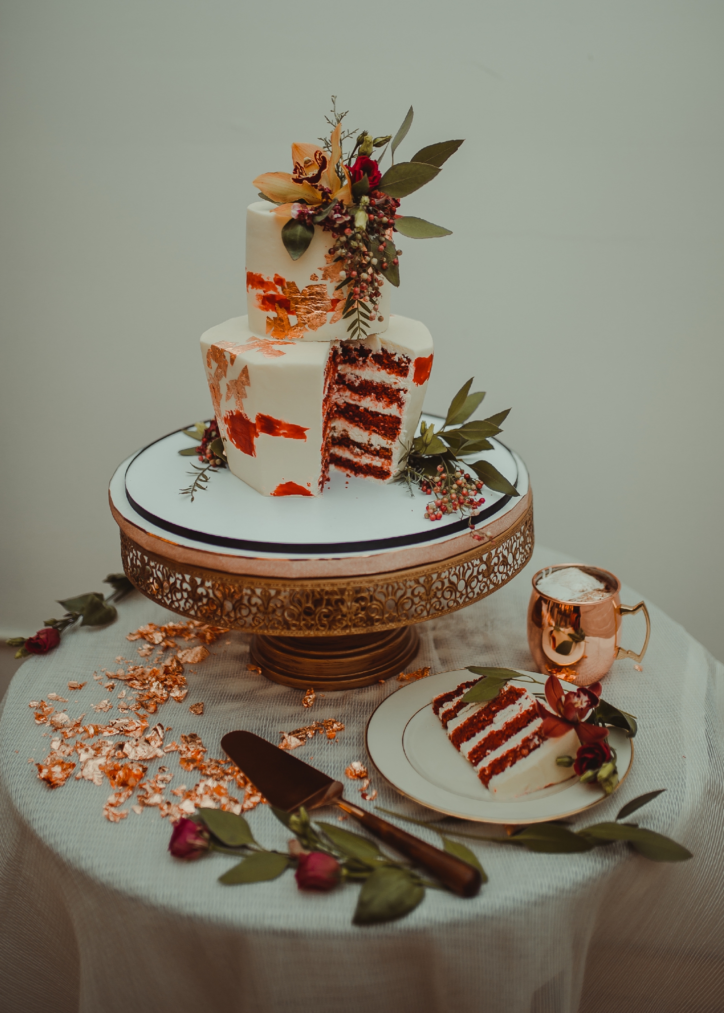 Red Velvet Geometric cake - Pearl Weddings & Events