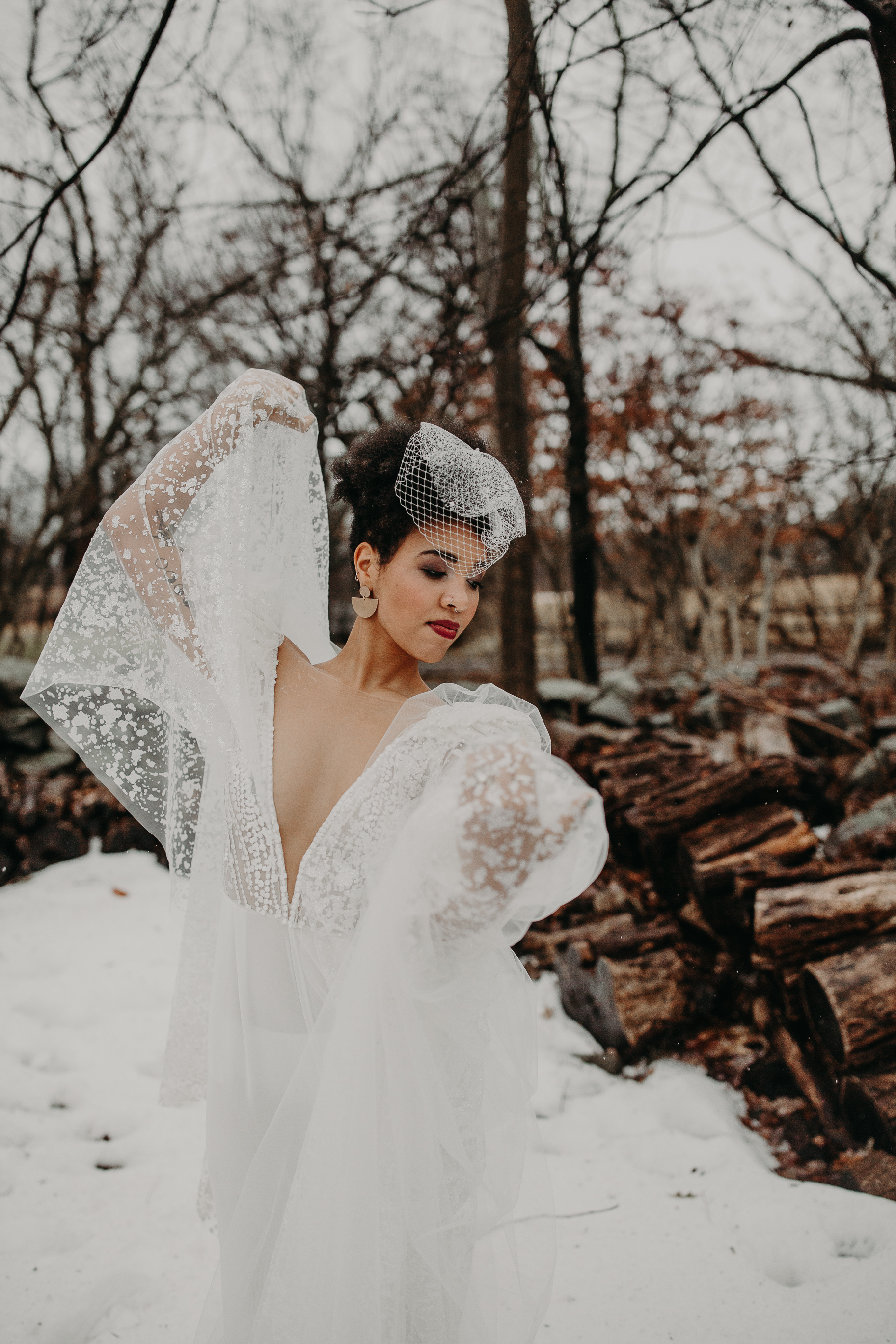 Dancing at the B&B winter fashionable elopement in Hudson, New York - Pearl Weddings & Events