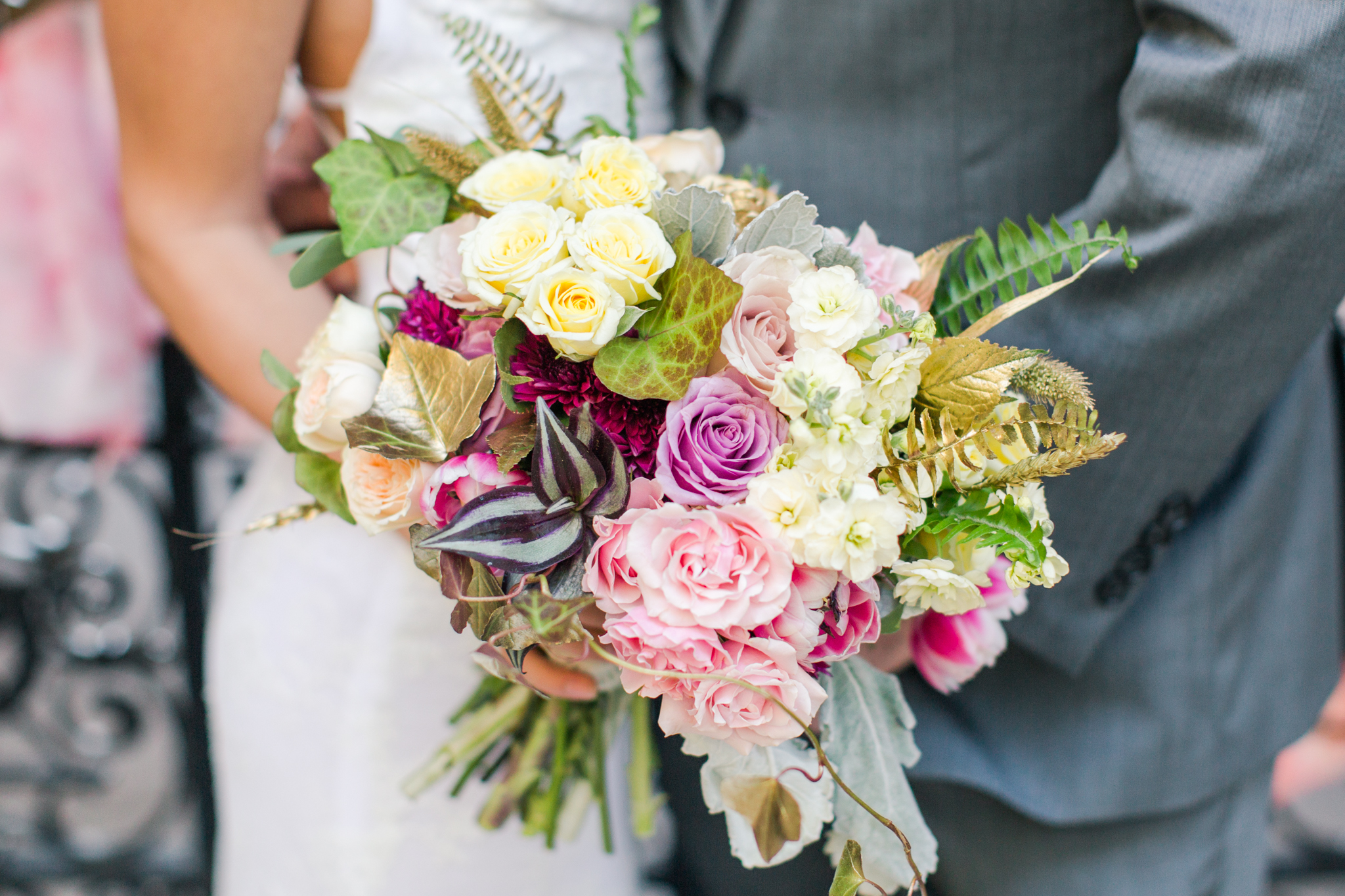 Yale University Wedding - Yellow, pink, gold, green bridal bouquet. Pearl Weddings & Events.