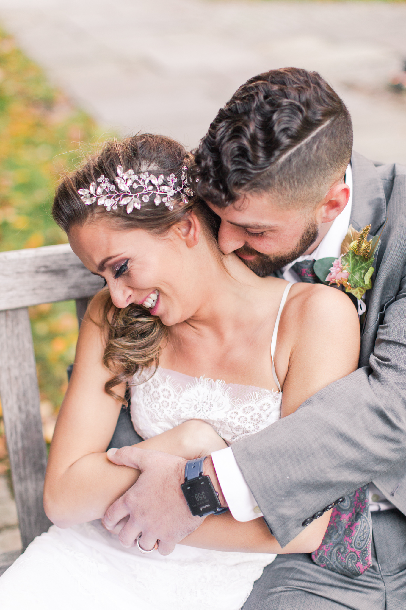 cute bride and groom photos of snuggle time! So cute. Pearl Weddings and Events