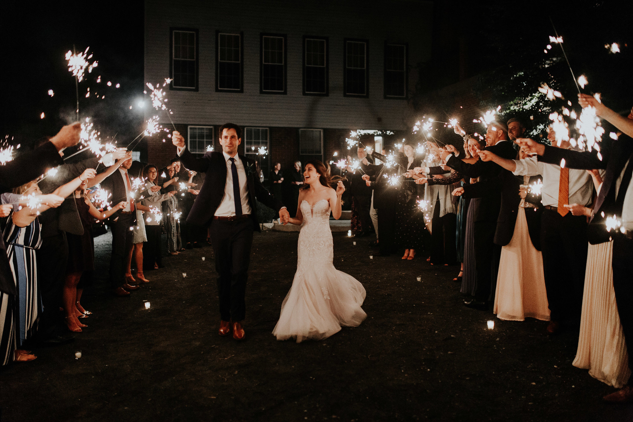 Sparkler exit for the bride and groom! - Pearl Weddings & Events