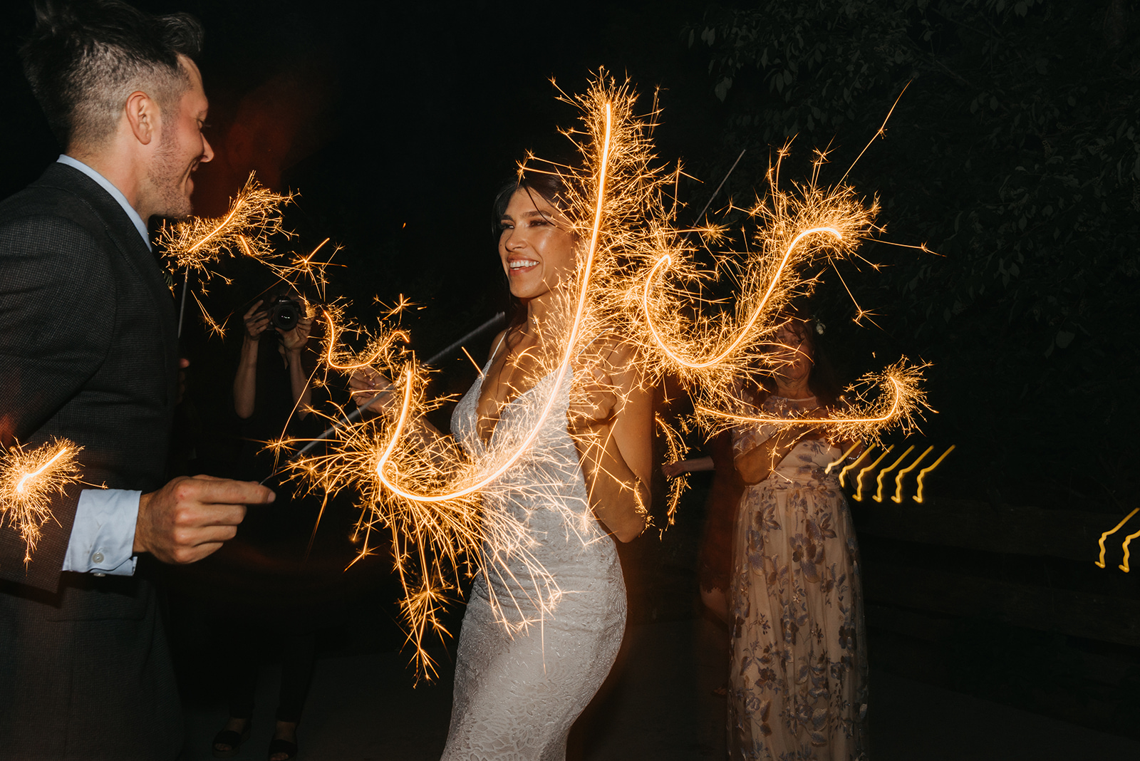 Sparkler dance party with the bride and groom - Pearl Weddings & Events