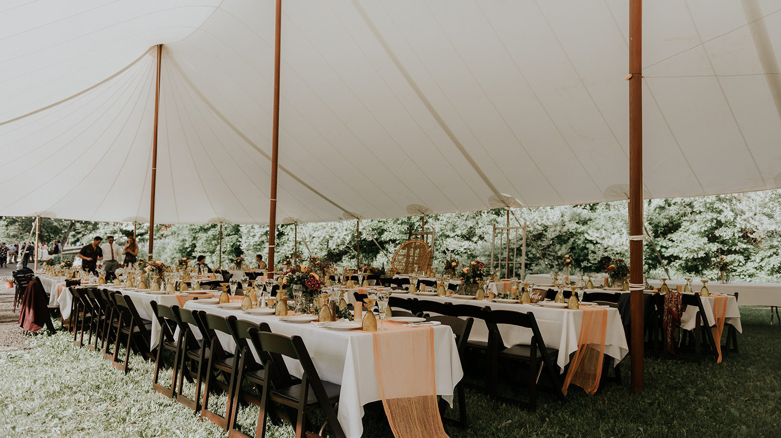 Wedding reception for an outdoor tented wedding in Massachusetts - Pearl Weddings & Events