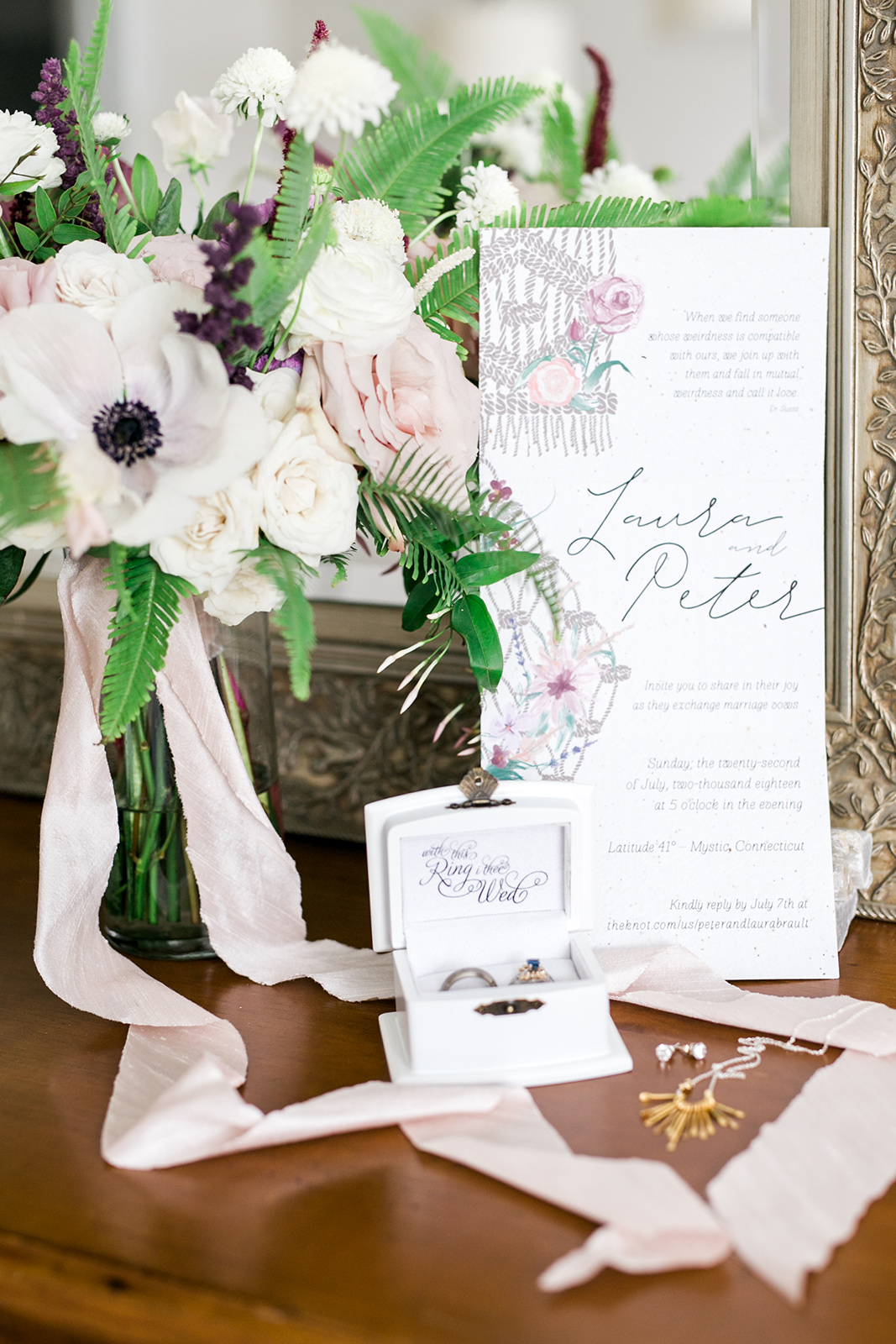 Whole wedding invitations and Pine and Petal florals - Pearl Weddings & Events