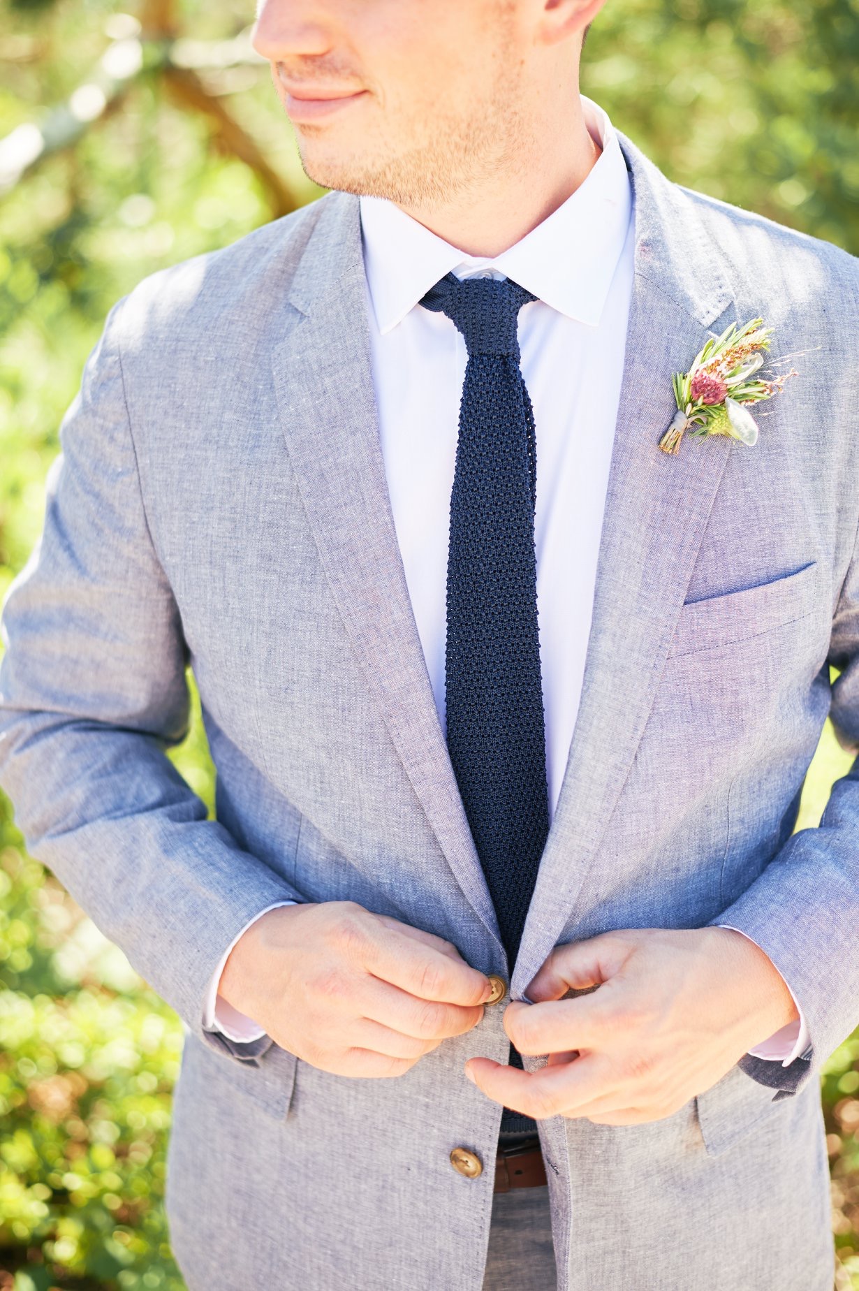 Grooms grey blue summer suit - Pearl Weddings & Events