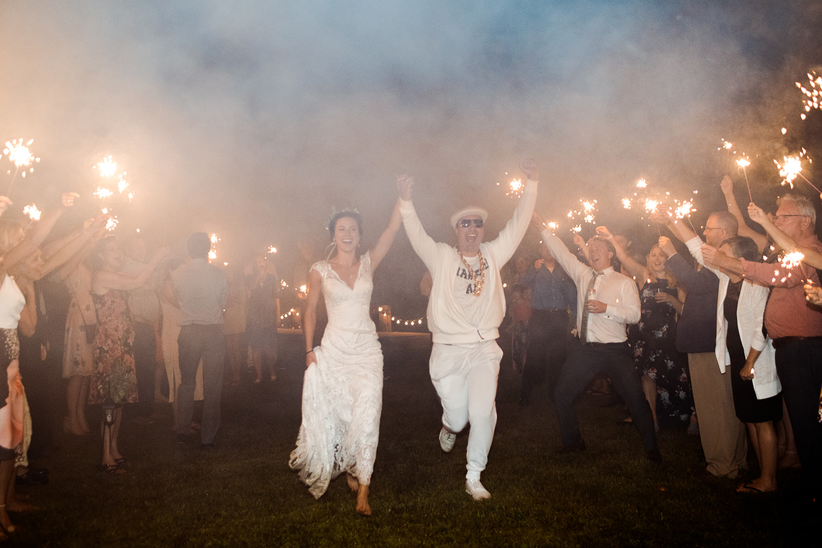 Sparkler exit with the groom! - Pearl Weddings & Events