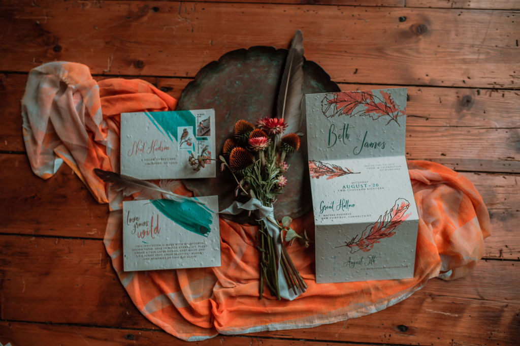plantable wedding stationery at a nature preserve in new fairfield, connecticut - Pearl Weddings & Events
