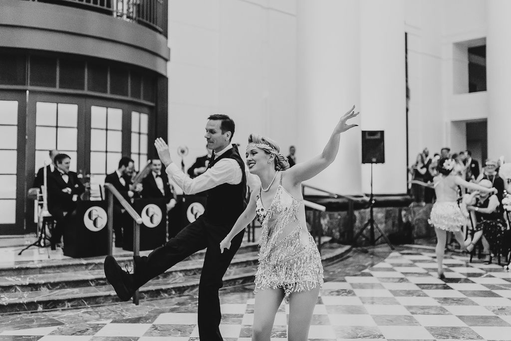 New York 40's dancers performing at Tyler Anderson and Melanie Stepka's Great Gatsby themed wedding - Pearl Weddings & Events