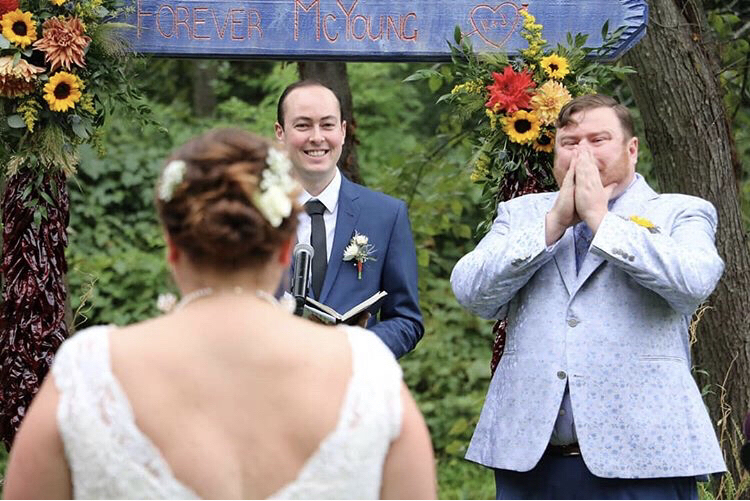 Kristin & John's September wedding when the bride walks down the aisle and the grooms reaction is beautiful. - Pearl Weddings & Events