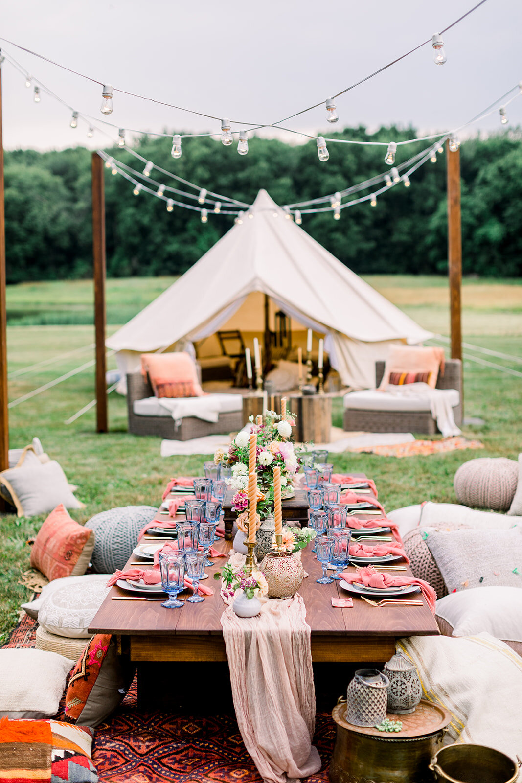 Connecticut Wedding Planner Designer Glamping Style Intimate Wedding At Maple Lane Farms In Preston Connecticut