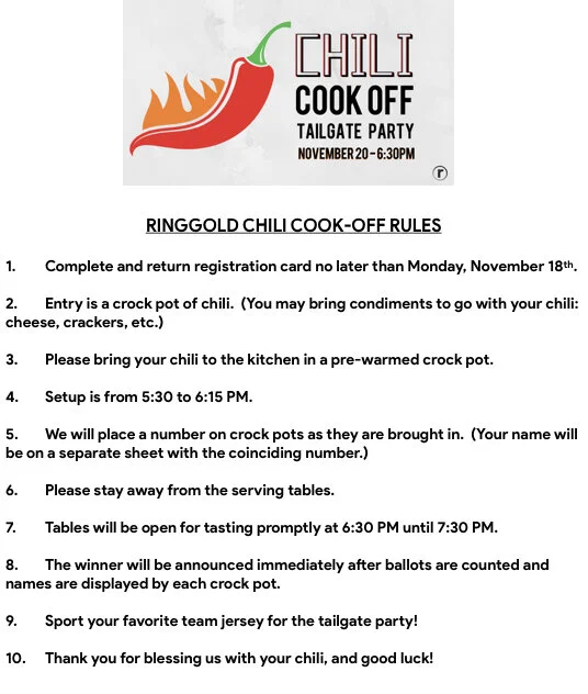 Chili Cook Off Contest — Ringgold Church