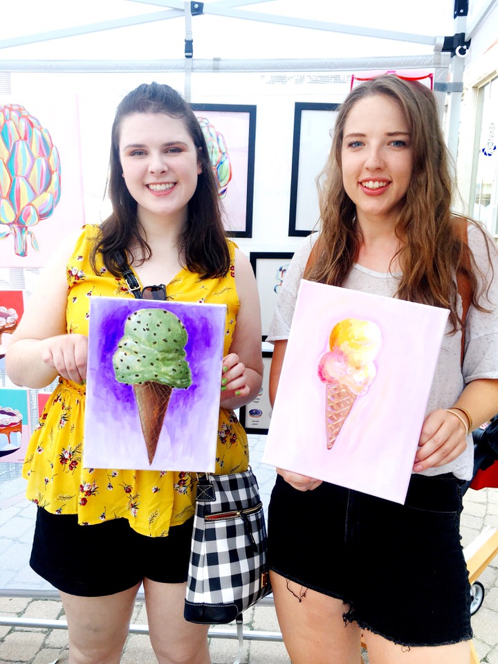 girls with their ice cream paintings.JPG