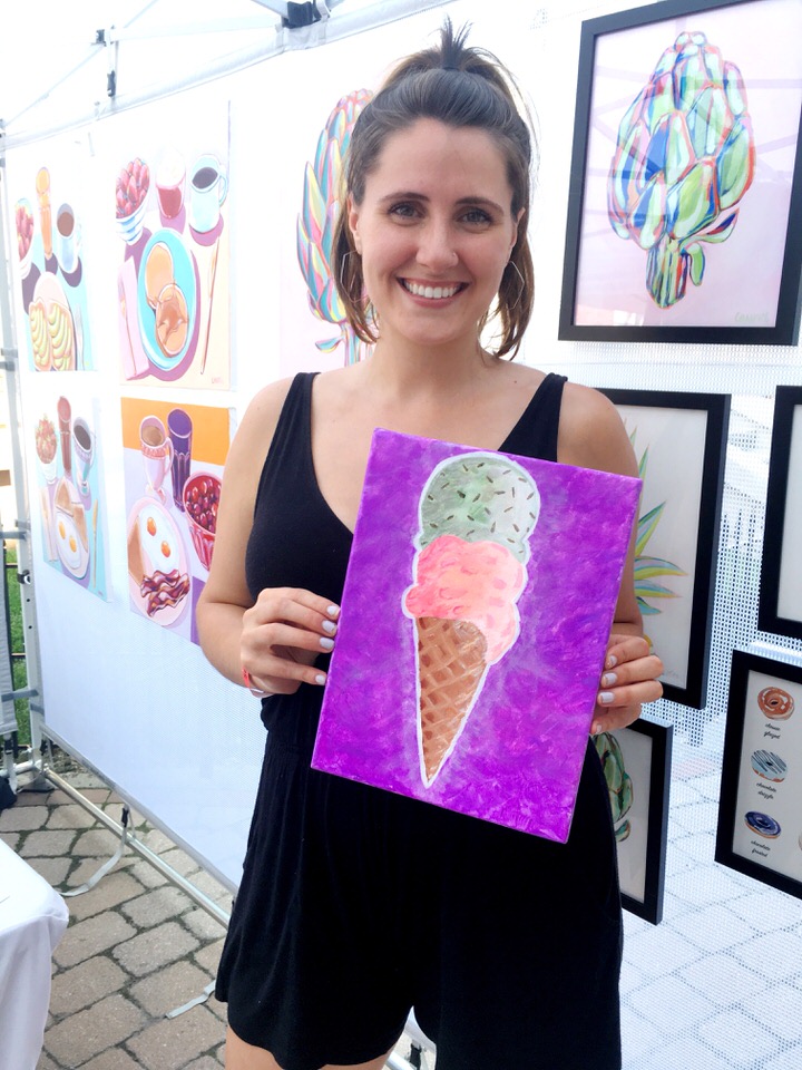 theresa with her ice cream painting.JPG