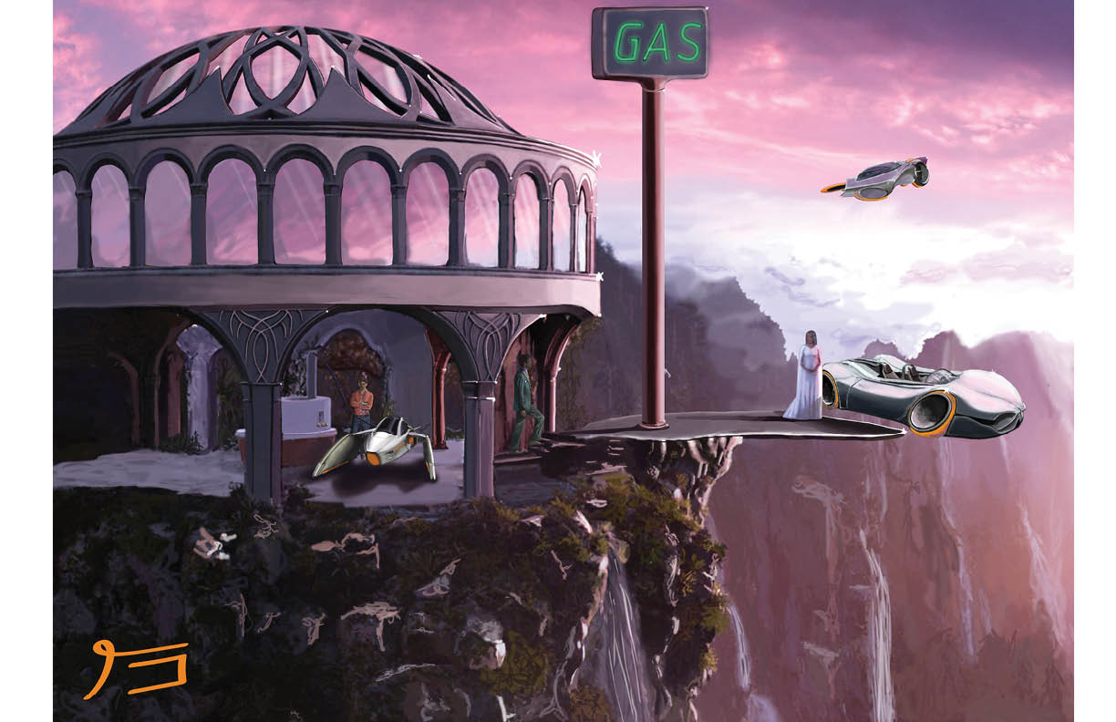 Gas Station - Advanced Product Rendering This was a weekend long project for my Advanced Product Rendering class, taught by Professor Guido Bottazzo. The skills developed in this project were photo editing and painting in Photoshop. Professor Bottazzo stressed the use of layers and paths in order to keep our illustrations nicely organized.