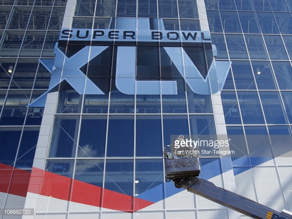 Super Bowl window film on building