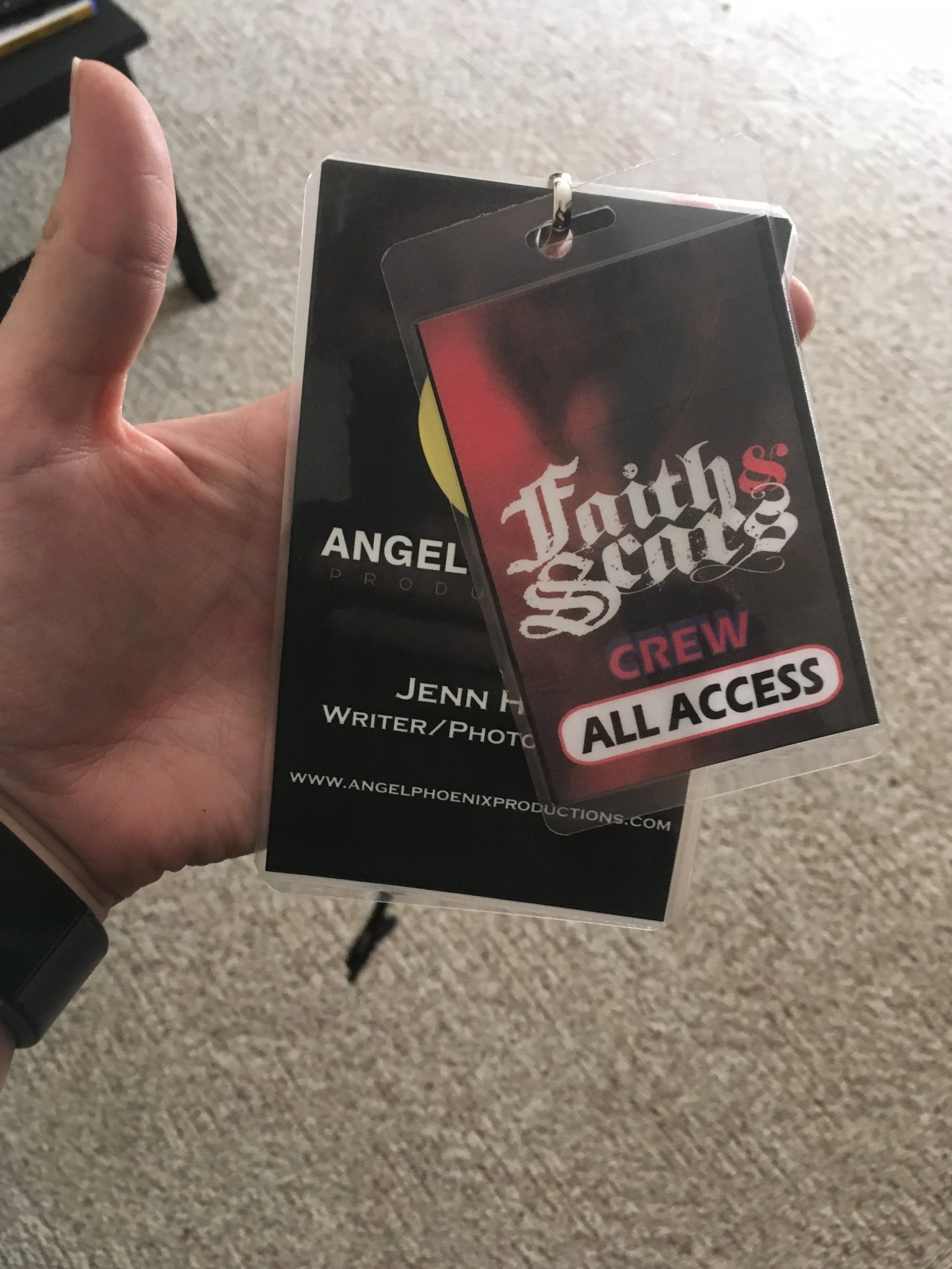 1512 || After watering the flowers, it's back upstairs to get some work done. Including printing, cutting, and laminating the new badges for a team I work with called Angel-Phoenix Productions. 