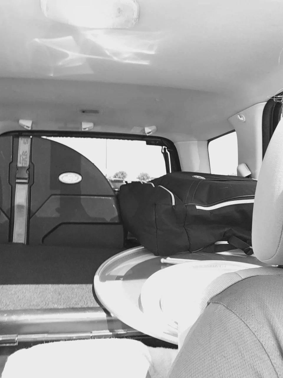I usually hate driving around with all his kit in the back of my car. However, we had a show last night and another one tomorrow so it's kind of pointless to take it out of my car just for a single day when all I have is school and a trip to Walmart real quick. 