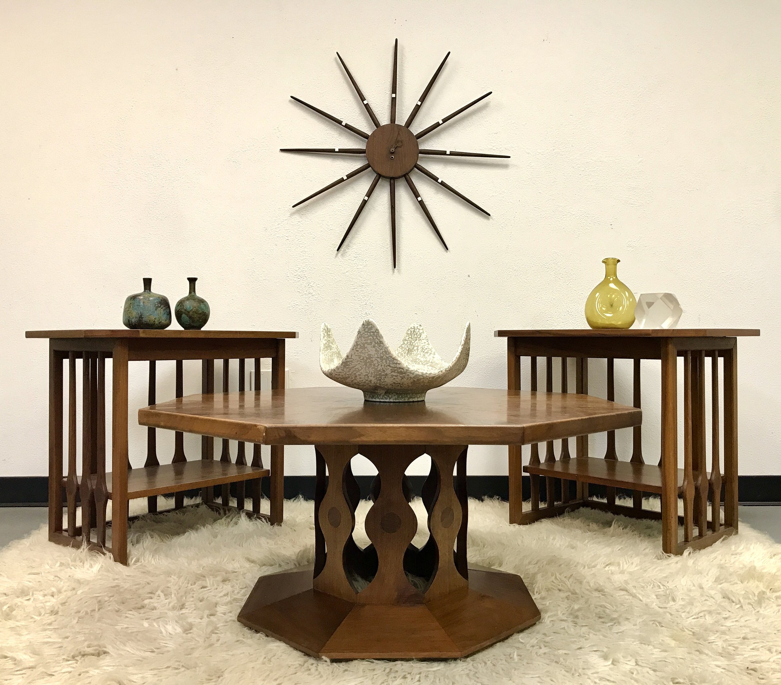 Sold Mcm Walnut Coffee And End Table Set By Foster Mcdavid Mod Science Decor