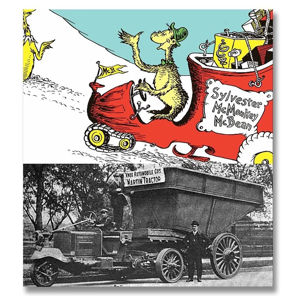 The strange looking vehicle driven by Sylvester McMonkey McBean in The Sneetches looks very much like a huge tractor built between 1899 and 1927 in Springfield, Massachusetts, Dr. Seuss&rsquo;s hometown, by the Knox Automobile Company. The Knox line 