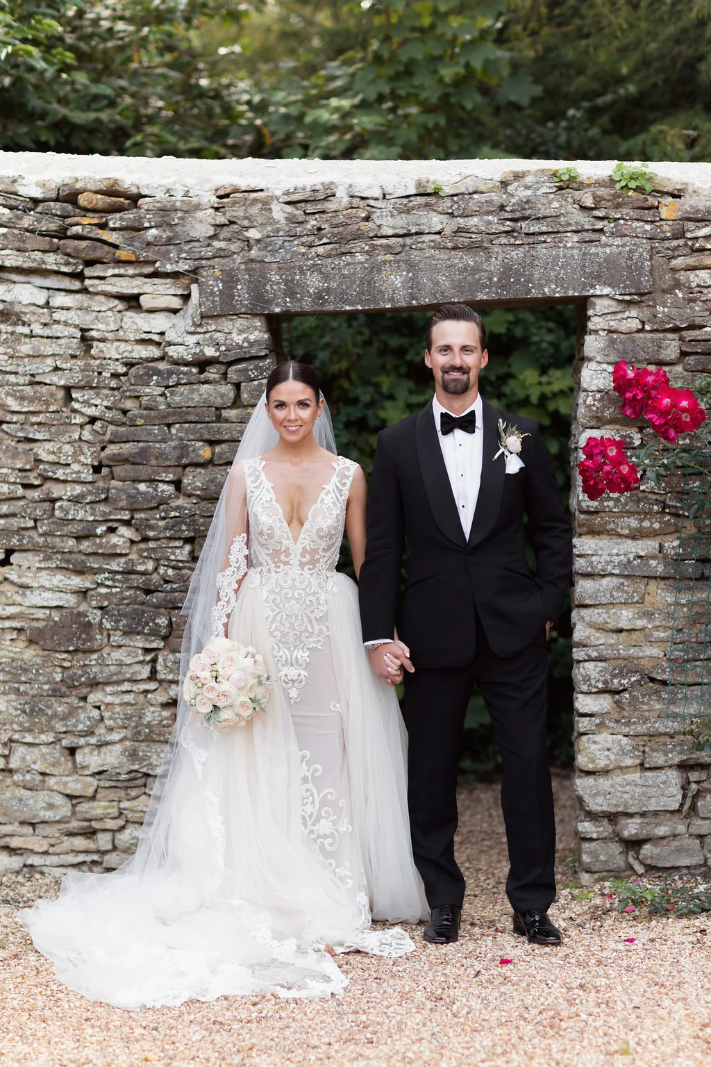 Beaded Lace Veil, Partially Laced 